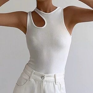 Zara White Asymmetric Tank Top